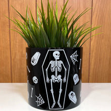 Load image into Gallery viewer, Sourpuss Skeleton Plant Container Black/White