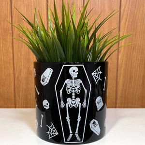 Sourpuss Skeleton Plant Container Black/White