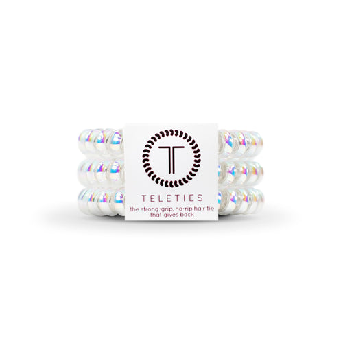 Teleties Peppermint Small Hair Ties Iridescent White