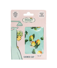 Load image into Gallery viewer, The Vintage Cosmetic Company Lulu Lemon Print Shower Cap Mint