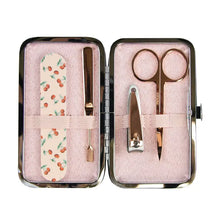 Load image into Gallery viewer, The Vintage Cosmetic Company Sweet Cherry Print Manicure Set Pink