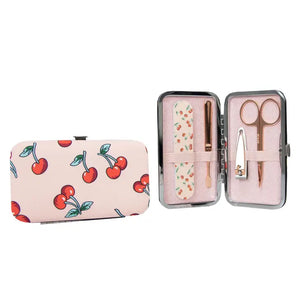 The Vintage Cosmetic Company Sweet Cherry Print Manicure Set Pink