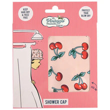 Load image into Gallery viewer, The Vintage Cosmetic Company Sweet Cherry Print Shower Cap Pink