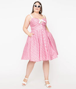 Unique Vintage Rockie Bandana Print Swing Dress Pink