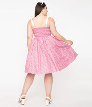 Load image into Gallery viewer, Unique Vintage Rockie Bandana Print Swing Dress Pink
