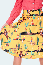 Load image into Gallery viewer, Voodoo Vixen May Retro Cowgirl Flare Skirt Mustard