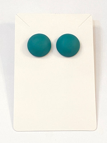 Mod Dot Earrings Matte Teal